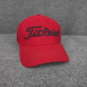 Titleist Hat Cap Fitted M L Red Black Pro V1 Golf Course Golfer Lightweight Mens